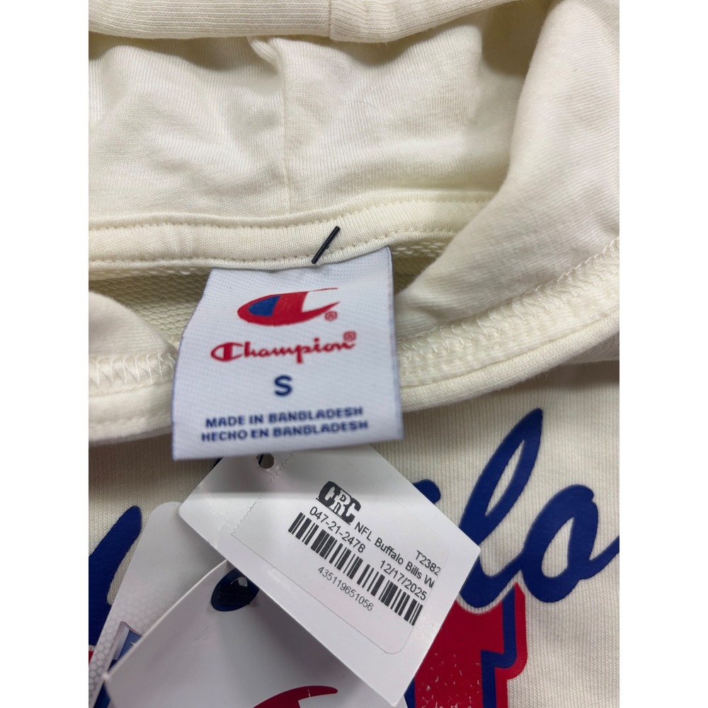 Champion Buffalo Bills NFL Women Cropped Hoodie Cream Red Small T2382 NEW - Picture 4 of 4